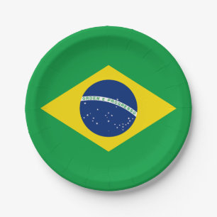 Plato De Papel Bandera de Brasil Patriótica