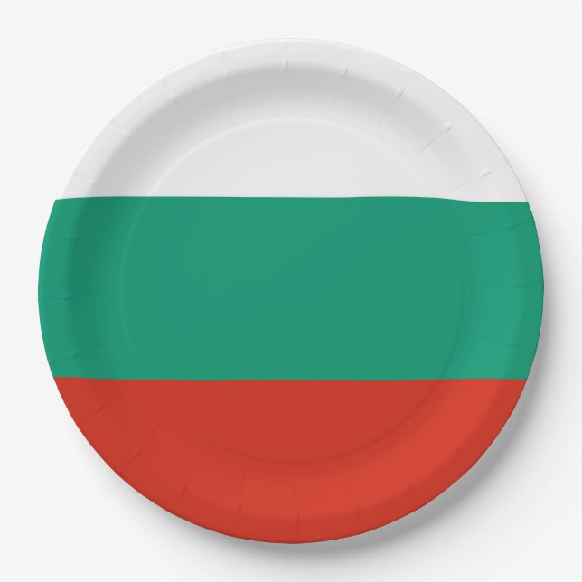 Plato De Papel Bandera de Bulgaria o búlgara (Anverso)