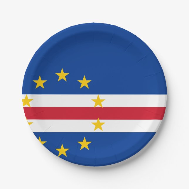 Plato De Papel Bandera de Cabo Verde (Anverso)