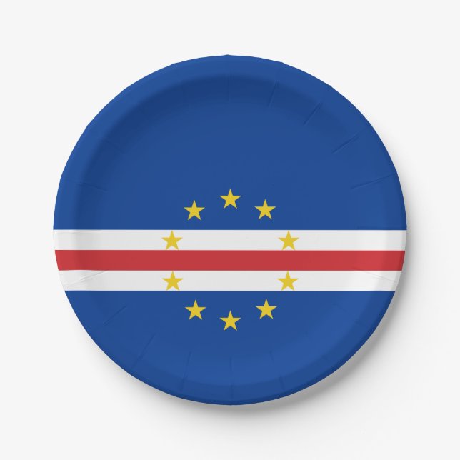Plato De Papel Bandera de Cabo Verde (Anverso)