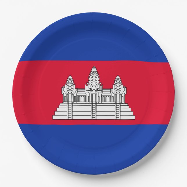 Plato De Papel Bandera de Camboya (Anverso)