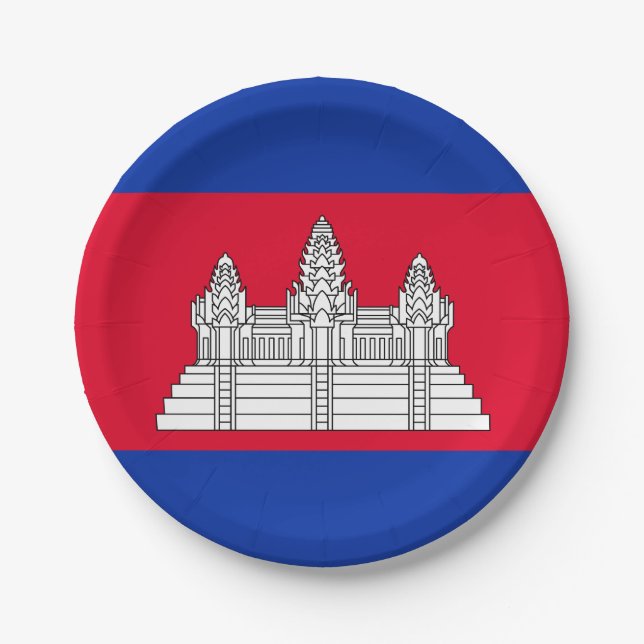 Plato De Papel Bandera de Camboya (Anverso)