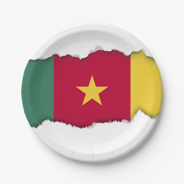 Plato De Papel Bandera de Camerún (Anverso)