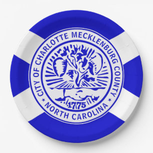 Plato De Papel Bandera de Charlotte (Carolina del Norte)