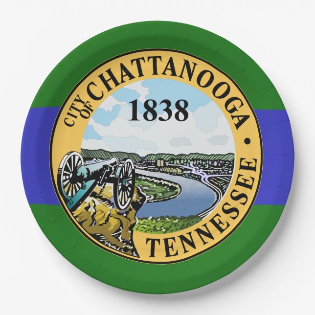 Plato De Papel Bandera de Chattanooga (Tennessee) (Anverso)