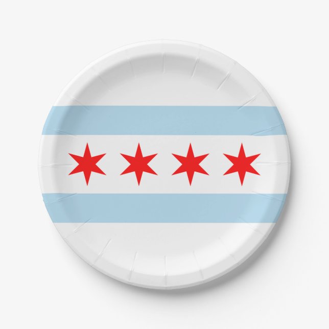 Plato De Papel Bandera de Chicago (Anverso)