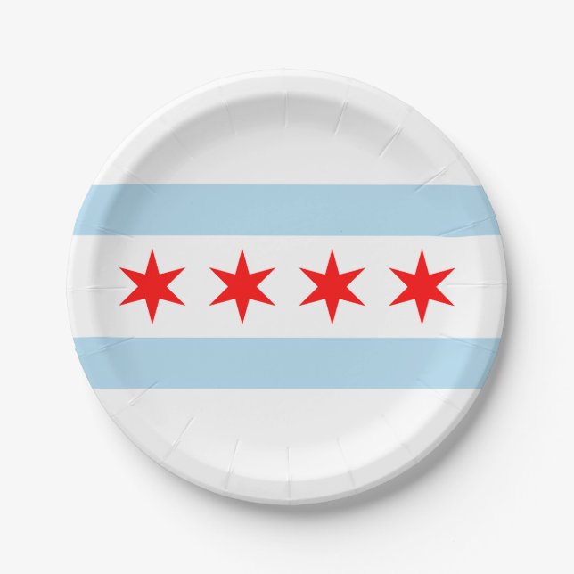 Plato De Papel Bandera de Chicago (Illinois) (Anverso)