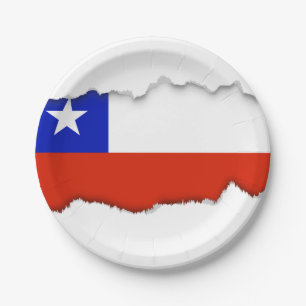 Plato De Papel Bandera de Chile
