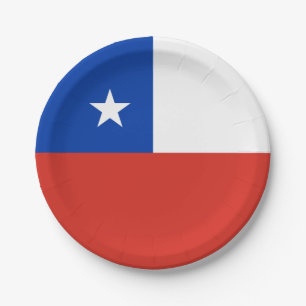 Plato De Papel Bandera de Chile