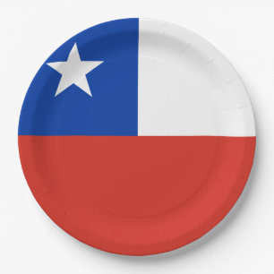 Plato De Papel Bandera de Chile