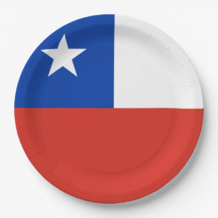 Plato De Papel Bandera de Chile