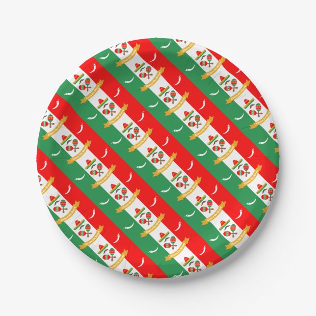 Plato De Papel Bandera de Cinco De Mayo (Anverso)