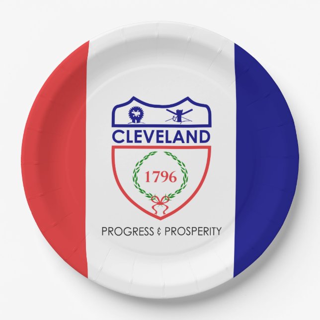 Plato De Papel Bandera de Cleveland (Ohio) (Anverso)