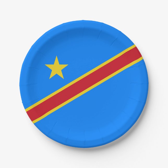 Plato De Papel Bandera de Congo Kinshasa (Anverso)