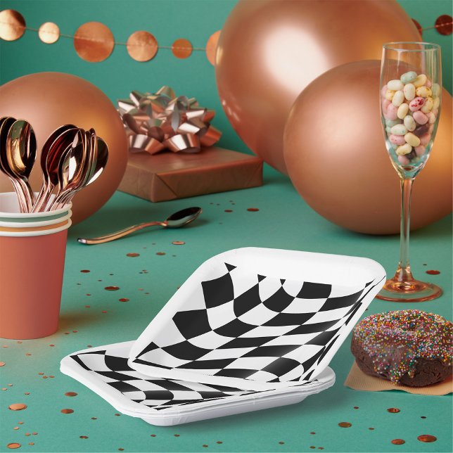 Plato De Papel Bandera De Control Blanco Y Negro (Subido por el creador)