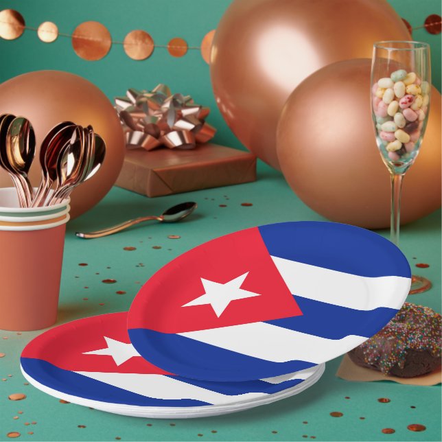 Plato De Papel Bandera de Cuba (Multi)
