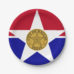 Plato De Papel Bandera de Dallas, Texas Paper Plates
