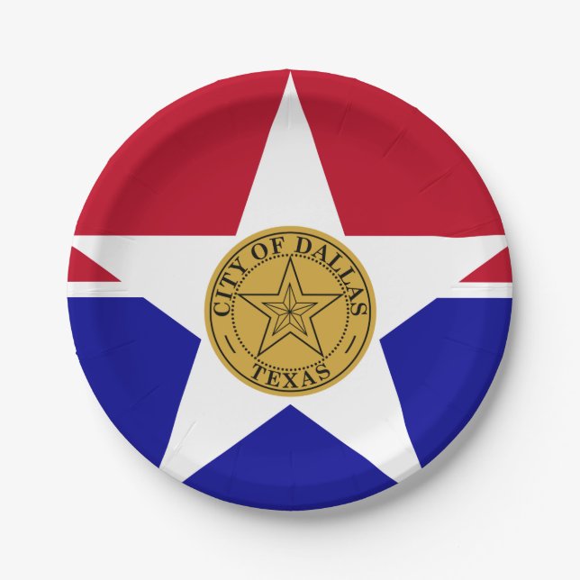 Plato De Papel Bandera de Dallas, Texas Paper Plates (Anverso)
