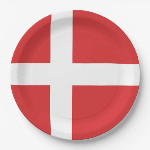 Plato De Papel Bandera de Dinamarca