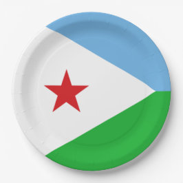 Plato De Papel Bandera de Djibouti (Nación Africana)