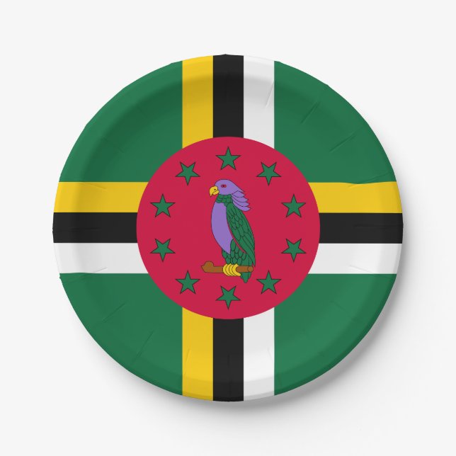 Plato De Papel Bandera de Dominica (Anverso)