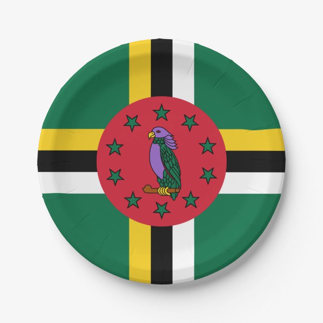 Plato De Papel Bandera de Dominica (Anverso)
