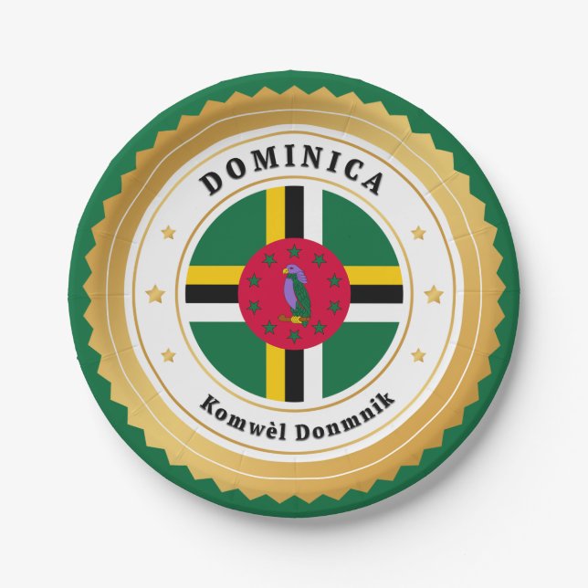 Plato De Papel Bandera de Dominica (Anverso)