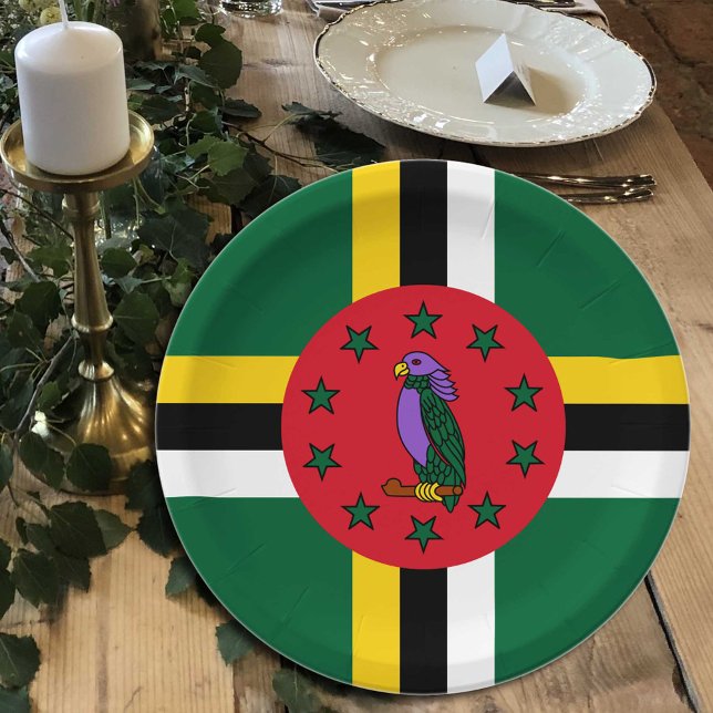 Plato De Papel Bandera de Dominica, fiesta, deportes, Dominica (Subido por el creador)