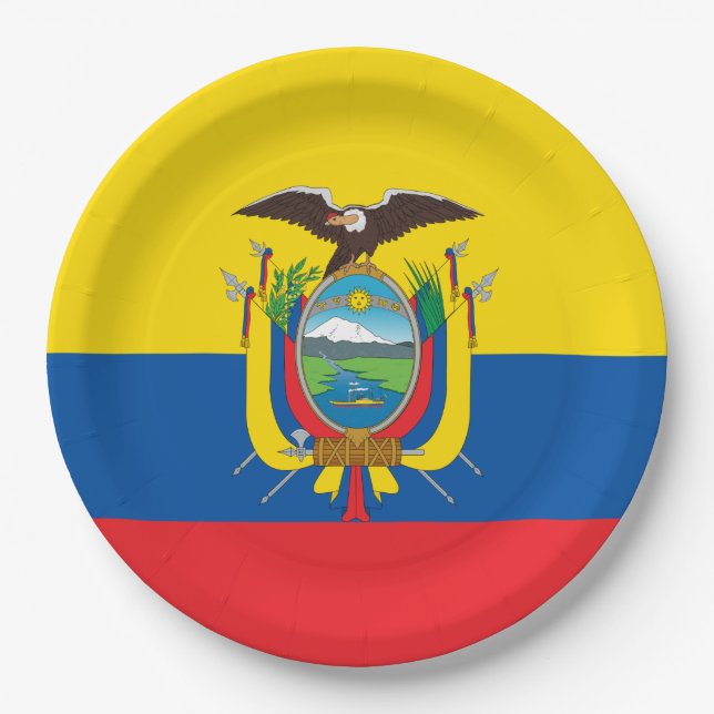Plato De Papel Bandera de Ecuador (Anverso)