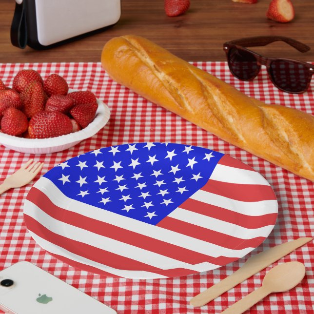 Plato De Papel Bandera de EE. UU. (Picnic)