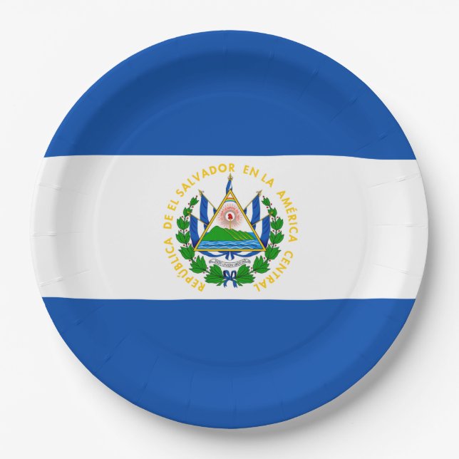 Plato De Papel Bandera de El Salvador (Anverso)