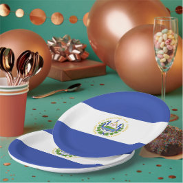 Plato De Papel Bandera de El Salvador
