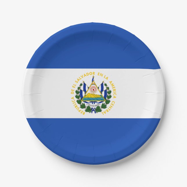Plato De Papel Bandera de El Salvador (Anverso)
