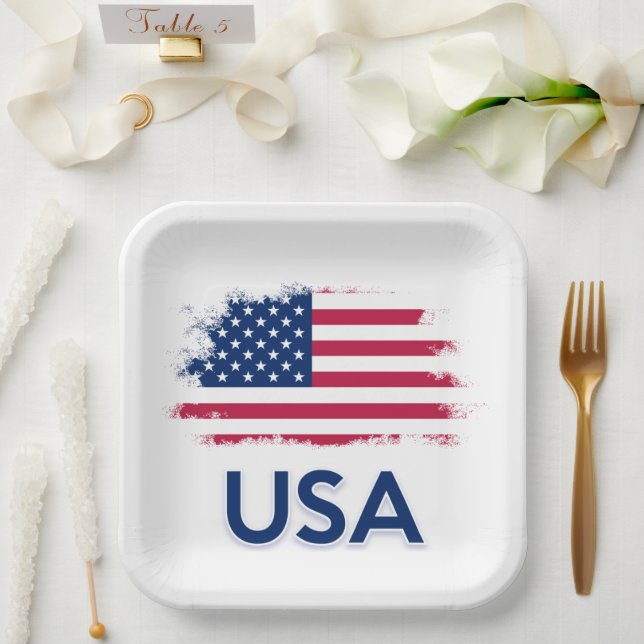 Plato De Papel Bandera de Estados Unidos