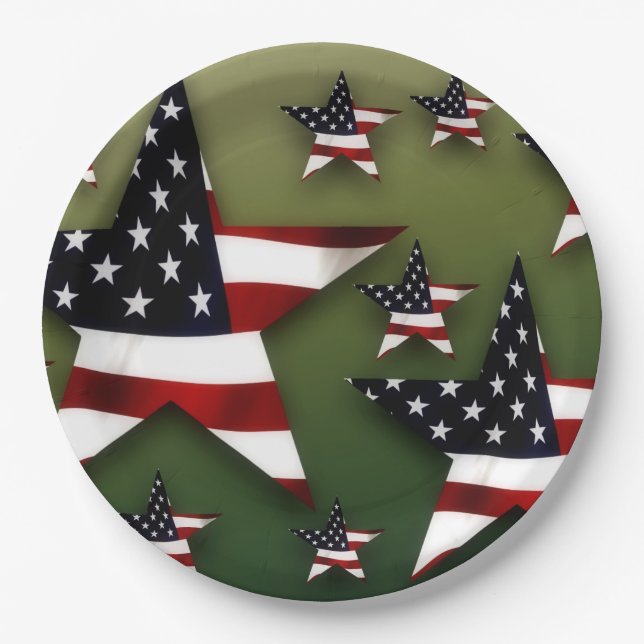 Plato De Papel Bandera de Estados Unidos (Anverso)