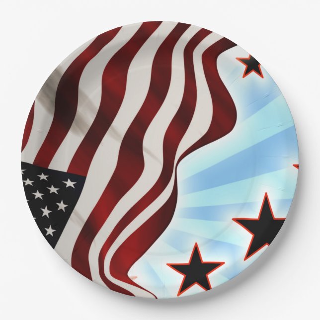 Plato De Papel Bandera de Estados Unidos (Anverso)