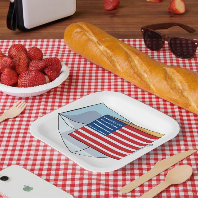 Plato De Papel Bandera De Estados Unidos En Una Tarjeta (Subido por el creador)