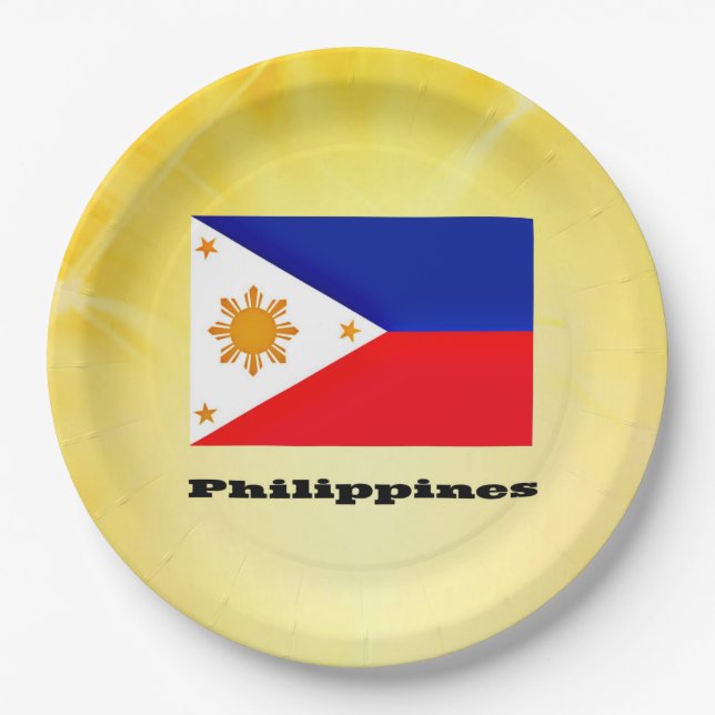 Plato De Papel Bandera de Filipinas, archipiélago, (Anverso)