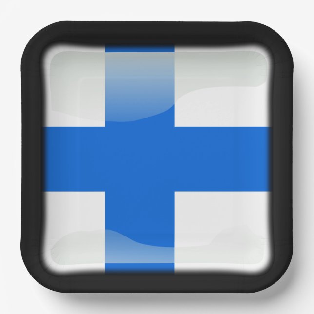 Plato De Papel Bandera de Finlandia (Anverso)