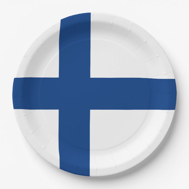 Plato De Papel Bandera de Finlandia (Anverso)