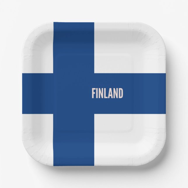 Plato De Papel Bandera de Finlandia (Anverso)