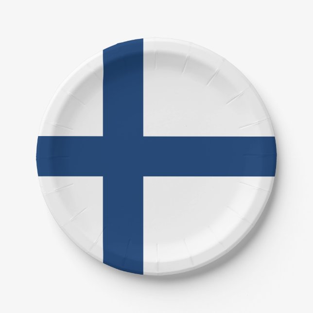 Plato De Papel Bandera de Finlandia (Anverso)