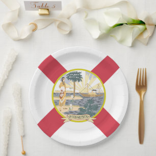 Plato De Papel Bandera de Florida: El Estado del Sol de los Flori