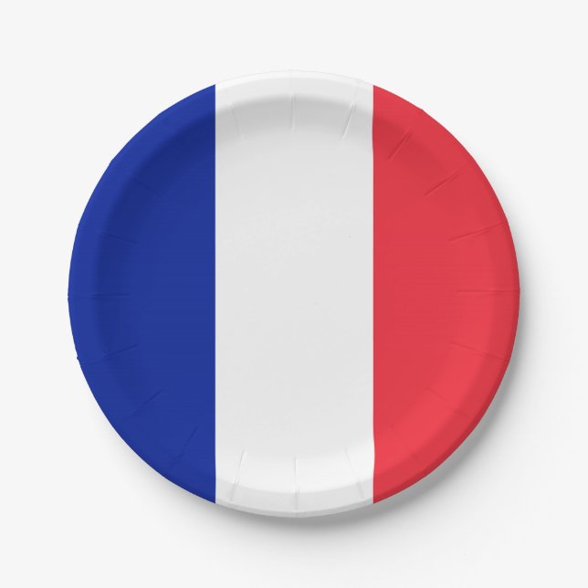 Plato De Papel Bandera de Francia (Anverso)