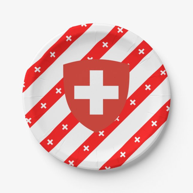 Plato De Papel Bandera de franjas suizas (Anverso)