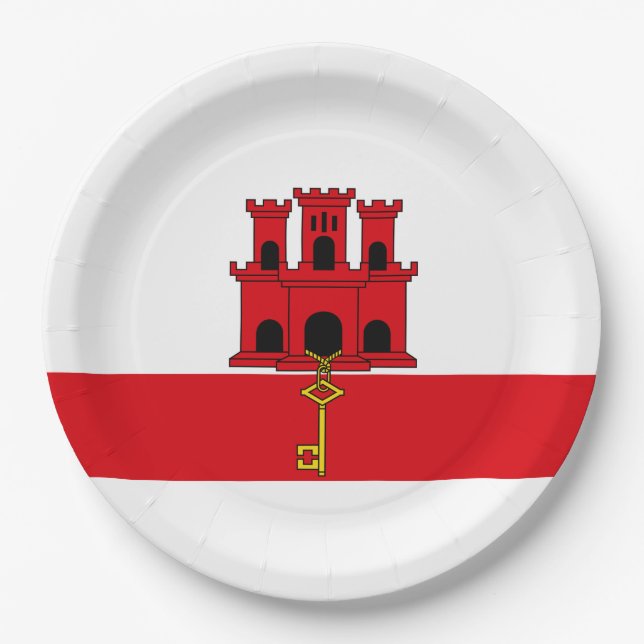 Plato De Papel Bandera de Gibraltar (Anverso)