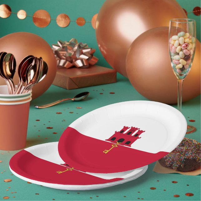 Plato De Papel Bandera de Gibraltar (Multi)