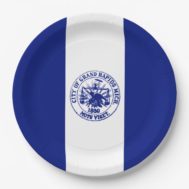 Plato De Papel Bandera de Grand Rapids (Michigan City) (Anverso)
