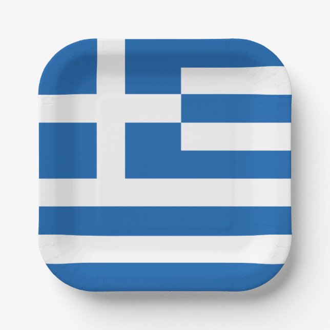 Plato De Papel Bandera de Grecia (Anverso)
