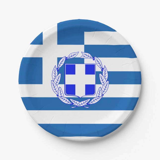 Plato De Papel Bandera de Grecia (Anverso)